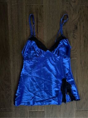 George Cobalt Blue Satin Camisole with Black Label
